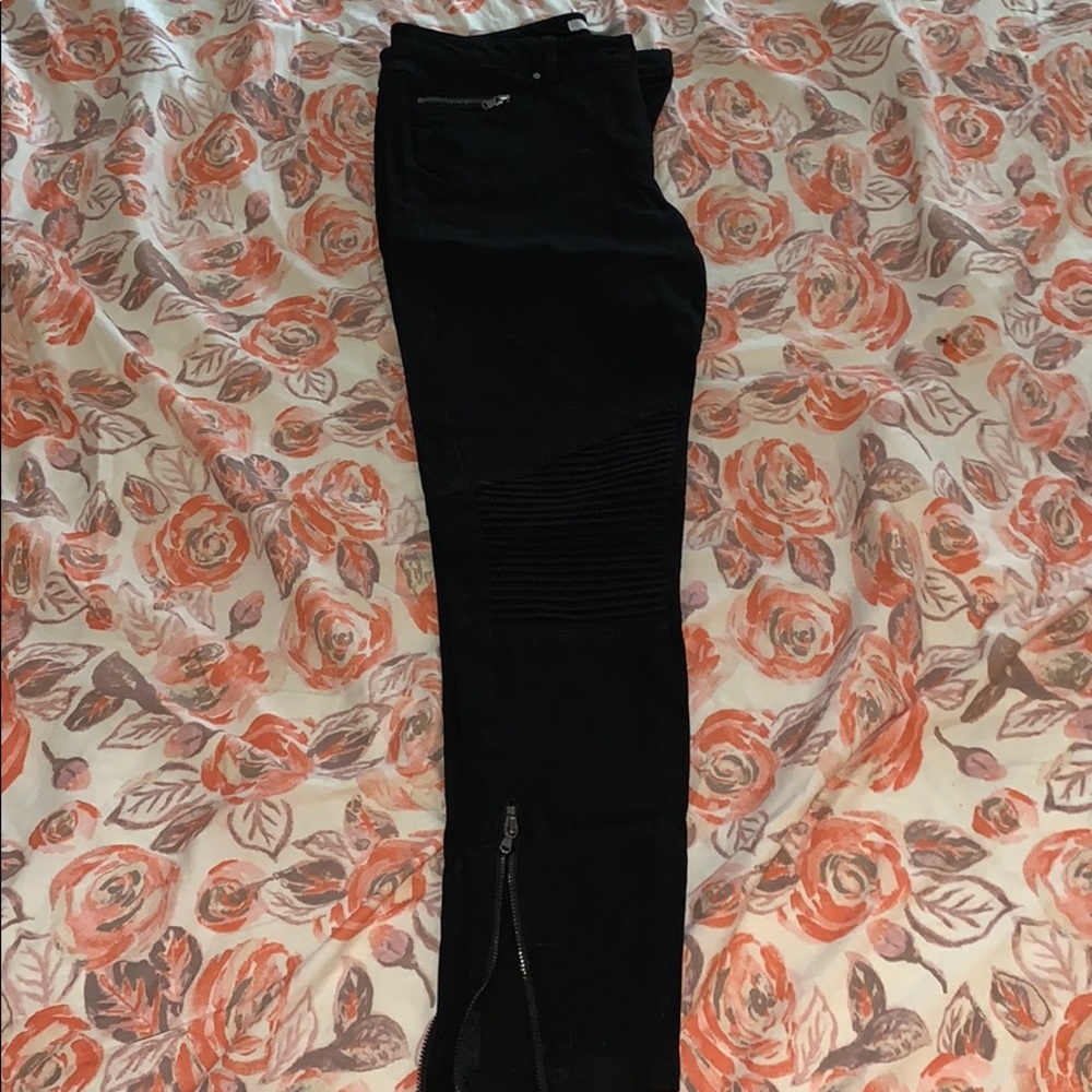 H&M black motor jeans